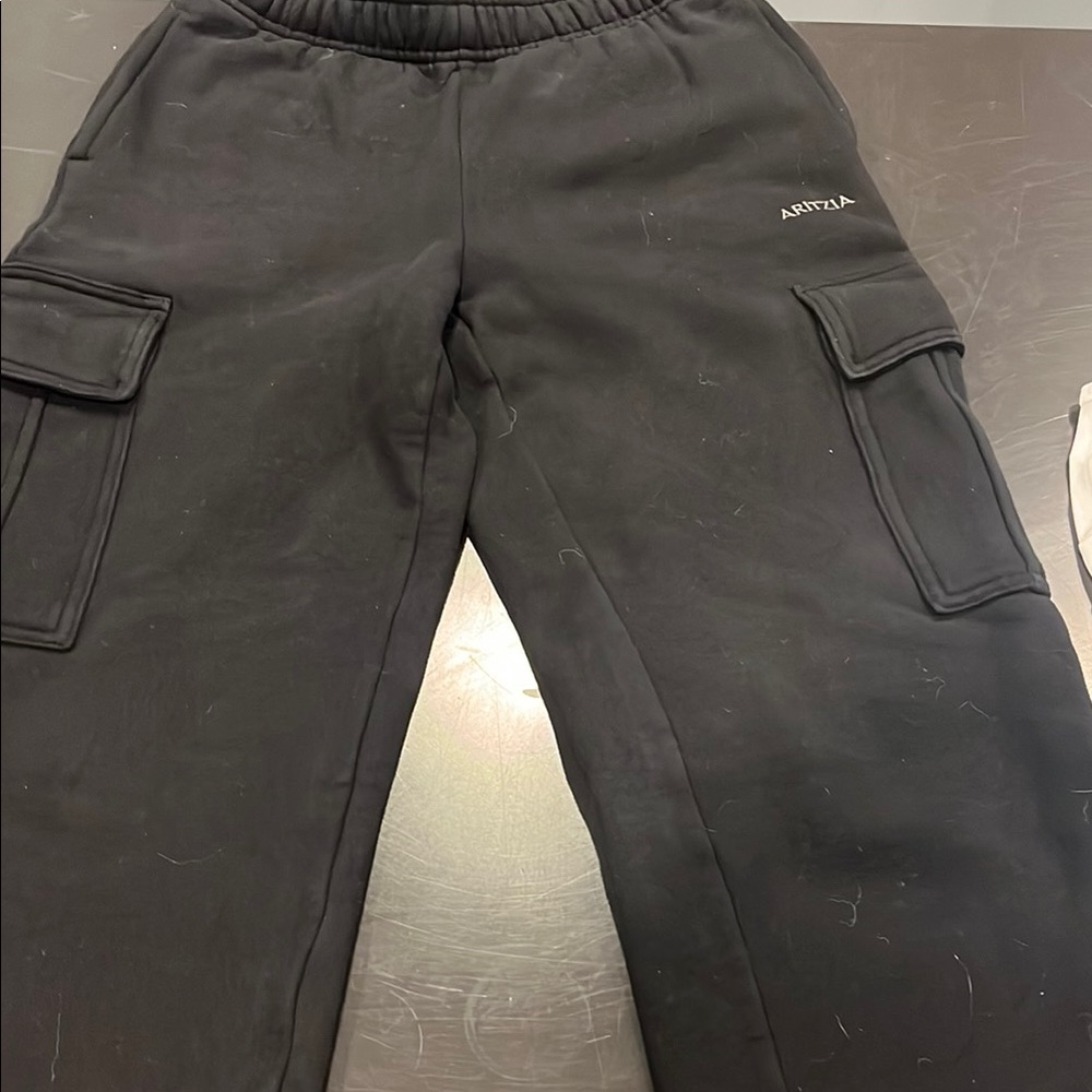 Aritzia Sweatfleece Black Cargo Pants